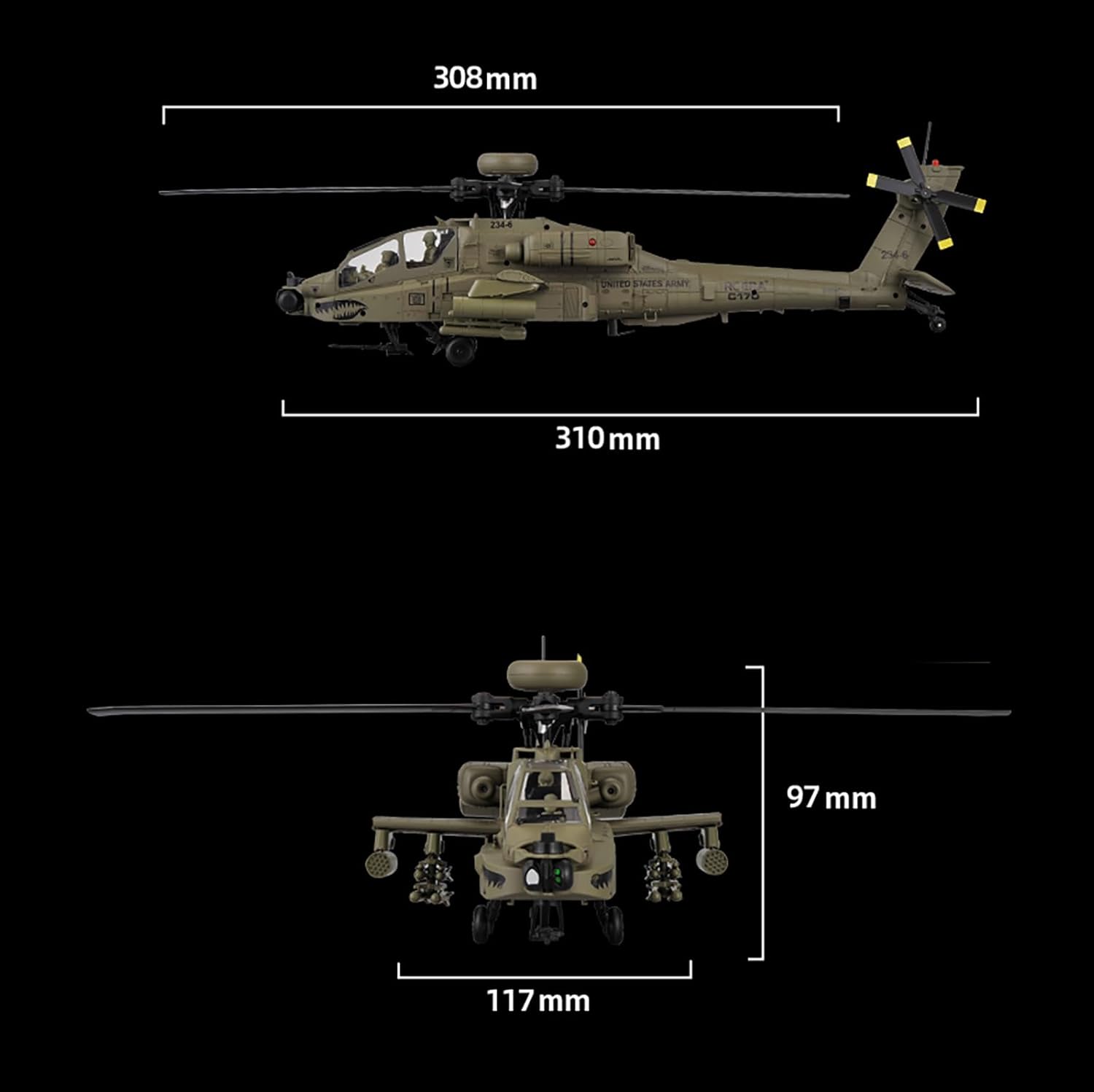 310MM 6CH C170 AH-64D Remote C - Rc Helicopter Large 评论和价格